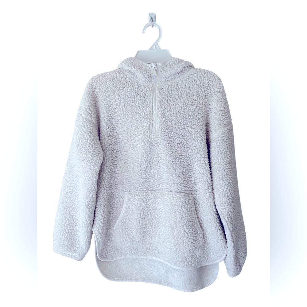 Old Navy Sherpa Hoodie Girls Off-White, Size 10-12 (L)